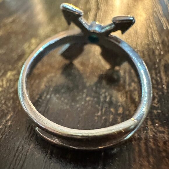 Boho Native American Friendship Arrow Adjustable Sterling Silver Turquoise Ring - Picture 9 of 9